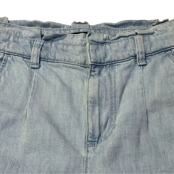 Express Super High Waisted Denim Belted Paperbag Shorts Size 0 - Picture 4 of 7